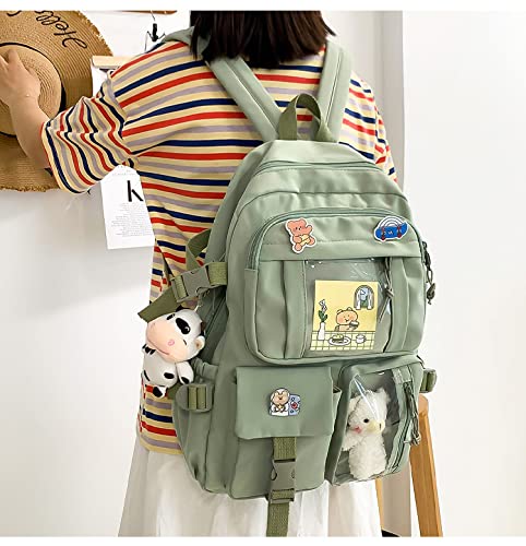 BXCNCKD kawaii backpack with pins kawaii school backpack cute backpack cute kawaii school backpack(Green)