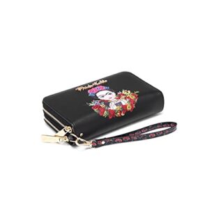 Frida Kahlo Cartoon Licensed Cute Backpack and Wallet Set (Black/Black)