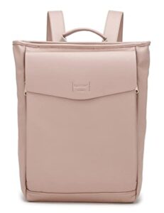 kah&kee feaux leather backpack purse for women casual travel daypack with laptop compartment 13 inch (tan pink)
