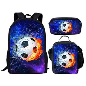 xpyiqun football backpack for boys soccer backpack for school elementary school bookbag for kids teen boys galaxy starry print schoolbag with lunch box pencil case