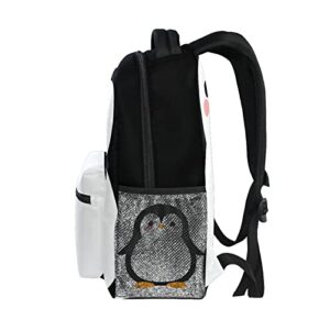 Kcldeci Penguin Laptop Backpack Student Backpacks School Bag Bookbag Travel Daypack Shoulder Bag Fits 14inch Laptop