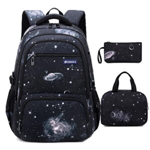 galaxy backpack for boys high university school bag travel daypack bookbag sets 3pcs for teens starry sky