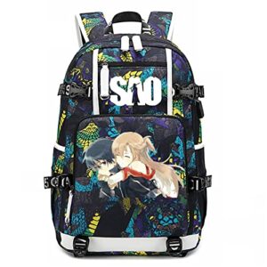 isaikoy anime sword art online backpack bookbag daypack school bag laptop shoulder bag m2
