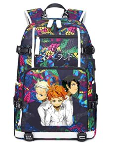 isaikoy anime the promised neverland backpack bookbag laptop bag shoulder bag daypack school bag n20
