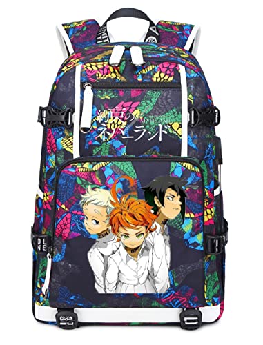 ISaikoy Anime The Promised Neverland Backpack Bookbag Laptop Bag Shoulder Bag Daypack School Bag N20