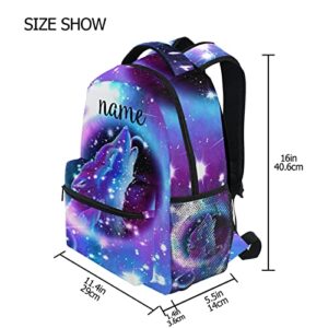 Kcldeci Custom Galaxy Wolf School Backpacks for Kids Boy Girls Customized Wolf Kids Backpacks Bookbags School Bags