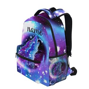 Kcldeci Custom Galaxy Wolf School Backpacks for Kids Boy Girls Customized Wolf Kids Backpacks Bookbags School Bags