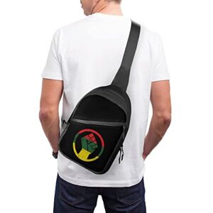 Rasta Black Power FIST Fits Sling Backpack Chest Bag Crossbody Shoulder Bags Daypack For Casual Travel Hiking Sports
