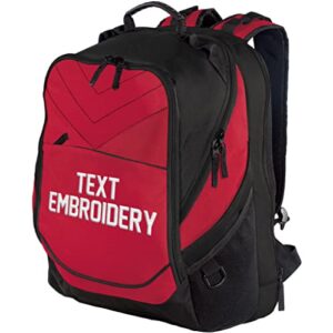 teeamore custom travel laptop backpack add your embroidered text computer water resistant bag chili red black