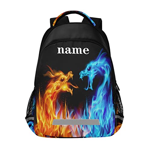 Kcldeci Custom Red Blue Fire Dragon Backpack Customized Animal Monster Backpacks Girl Boy School Bag Kids Rucksack Bookbag for Elementary