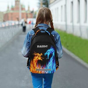 Kcldeci Custom Red Blue Fire Dragon Backpack Customized Animal Monster Backpacks Girl Boy School Bag Kids Rucksack Bookbag for Elementary