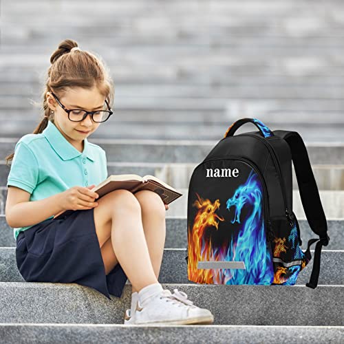 Kcldeci Custom Red Blue Fire Dragon Backpack Customized Animal Monster Backpacks Girl Boy School Bag Kids Rucksack Bookbag for Elementary