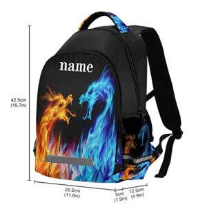 Kcldeci Custom Red Blue Fire Dragon Backpack Customized Animal Monster Backpacks Girl Boy School Bag Kids Rucksack Bookbag for Elementary