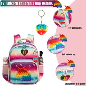 Egchescebo Girls Unicorn Toy backpack School Bookbag for Girls Kids Bling School Elementary Backpacks 17" 3PCS Toddler Backpack with Lunch Box Girls Bookbag Unicorn Bags for Girls Pink