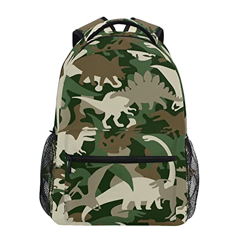 SUABO Laptop Backpack, Camouflage Dinosaur College Students Bookbags Notebooks Backpack Travel Hiking Daypack