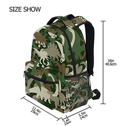 SUABO Laptop Backpack, Camouflage Dinosaur College Students Bookbags Notebooks Backpack Travel Hiking Daypack