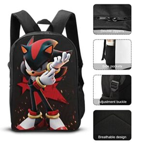 ONBJKPLG Sha-dow The Hedg-ehog Fashion Kids Backpack 3D Printed Laptop Backpack 17 Inch Large Capacity Travel Bag Sports Bag