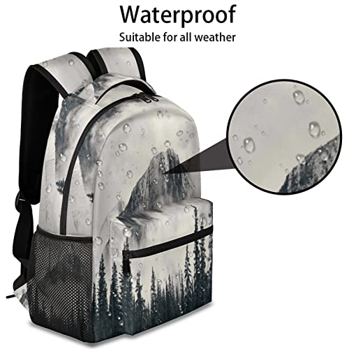 Foggy Mountain Forest Tree School Backpack for Girls Boys, Travel Backpack Lightweight Bookbag College Student School Bag Laptop Backpack Hiking Camping Daypack Bag 16 Inch