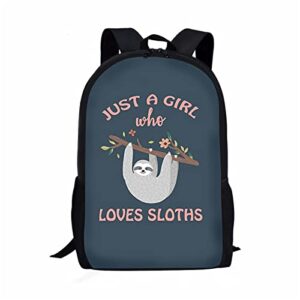 instantarts kids backpacks lazy sloth hanging on the tree print durable school bags casual travel daypack rucksack,just a girl who loves sloths