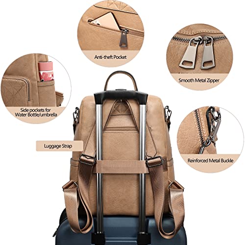 LING SHUIWEN LSW Women Backpack Purse Fashion Leather Large Designer with Laptop Compartment Luggage Strap Travel Ladies Shoulder Bags Convertible Satchel Handbags