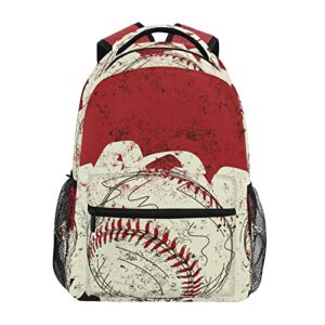 suabo laptop backpack, retro baseballs computer bag book bag travel hiking camping daypack