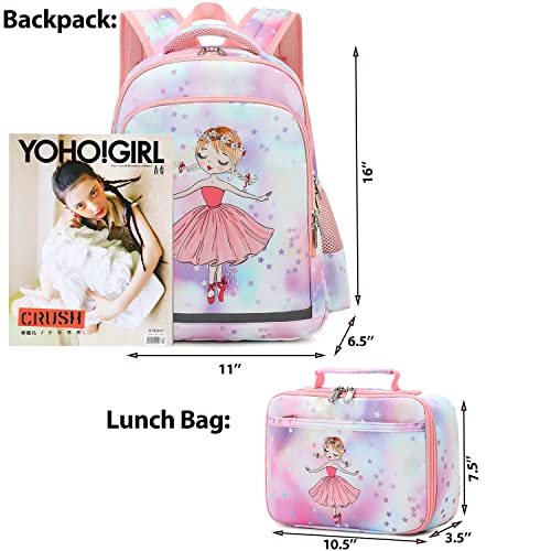 Kids Backpack For Girls School Backpack Toddler Book Bag Set Kindergarten BookBag With Lunch Box Preschool Bag(Purple-Princess)