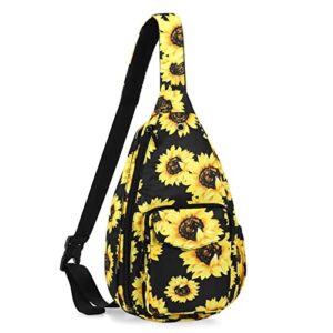 xeyou women's sling crossbody bag casual daypack outdoor travel hiking backpack for cycling walking dog hiking (sunflower)