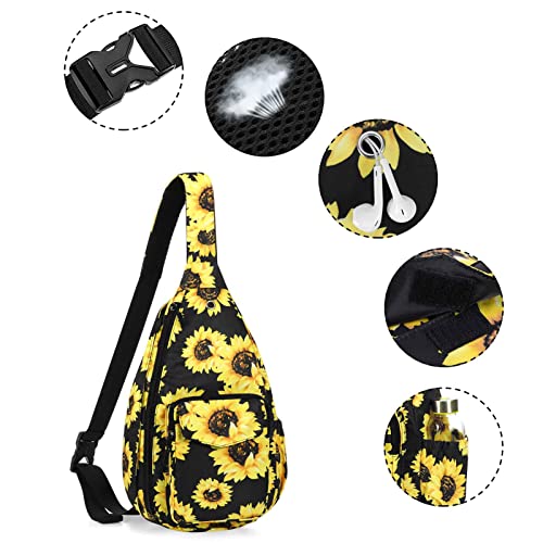 XEYOU Women's Sling Crossbody bag Casual Daypack Outdoor Travel Hiking Backpack for Cycling Walking Dog Hiking (Sunflower)