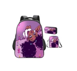 bizhudp african girls set school bag/crossbody bag/pen bag three-piece backpack for boys and girls…