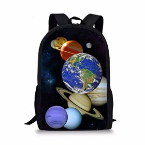 binienty solar system planets print custom kids school shoulder bookbag, casual backpack, zipper closure