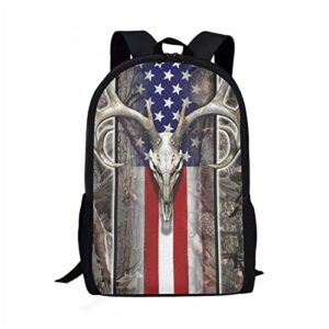 afpanqz boy's schoolbag bookbag cool deer skull and flag design backpack for teenagers large casual daypacks rucksack for middle school kids backpack