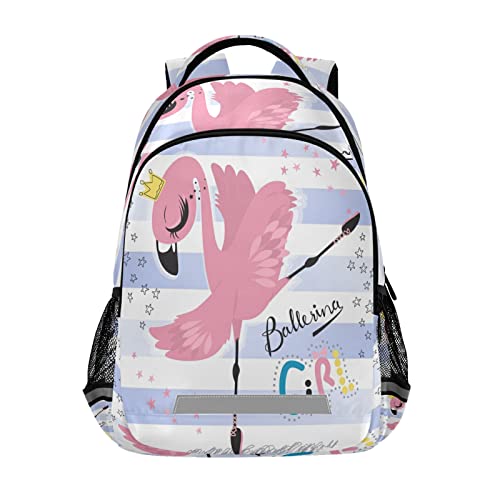 Kcldeci Flamingo Ballerina Preschool Backpack Ballet Dancer Girl Kindergarten Little Kid Toddler School Backpacks Bookbag for Boys and Girls with Chest Strap