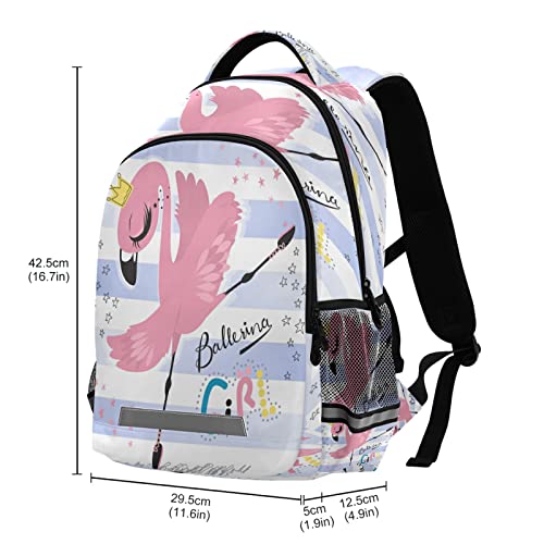 Kcldeci Flamingo Ballerina Preschool Backpack Ballet Dancer Girl Kindergarten Little Kid Toddler School Backpacks Bookbag for Boys and Girls with Chest Strap