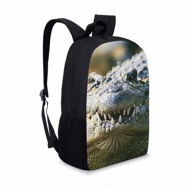 AmzPrint Nile Crocodile Animal Print Fashion Two-Way Zipper Book Backpack Casual Large Capacity School Kid Bag