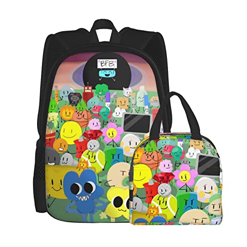 MXSLOVE Casual 2 Pieces Backpack Set, Battle for Bfdi School Bookbag Travel Bag with Lunch Tote