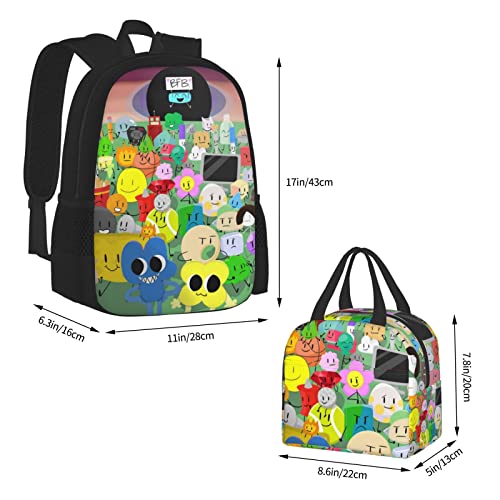 MXSLOVE Casual 2 Pieces Backpack Set, Battle for Bfdi School Bookbag Travel Bag with Lunch Tote