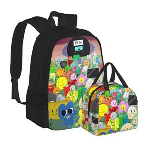 MXSLOVE Casual 2 Pieces Backpack Set, Battle for Bfdi School Bookbag Travel Bag with Lunch Tote