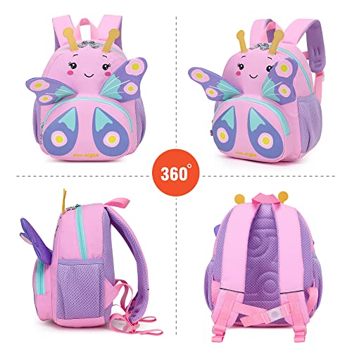 Reqinqin Cute Animal Toddler Backpack，3D Animal Cartoon，MINi Travel Backpack Butterfly Bag for Baby 1-5 Years Girls Personalized Waterproof Bag Kids Backpack（Butterfly）