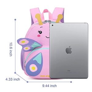 Reqinqin Cute Animal Toddler Backpack，3D Animal Cartoon，MINi Travel Backpack Butterfly Bag for Baby 1-5 Years Girls Personalized Waterproof Bag Kids Backpack（Butterfly）