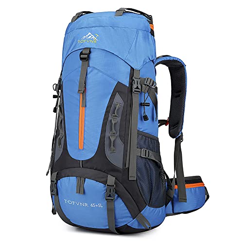 DADAYIYO 70L Large Capacity Waterproof Ultralight Hiking Backpack ,Outdoor Sport Travel Daypack for Climbing Camping (Sky Blue), 27.6*13*9.4 inch (2201)