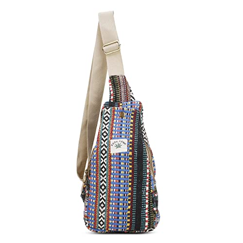 Suman Enterprises Hemp Sling Backpack- Hemp Cross body Bag- Hemp Shoulder Backpack Adjustable Strap for Men & Women (Multi-1)