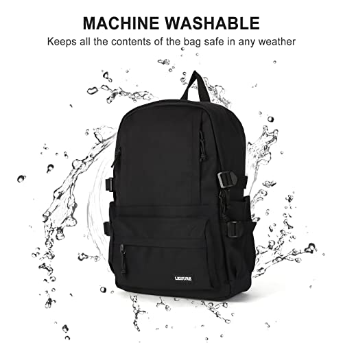 ONXTHIN Backpack For Men Women,Black Bookbag，Lightweight Travel Rucksack Casual Daypack Laptop Backpack fit 15.6" Laptop,Black