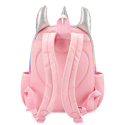 mibasies Kids Unicorn Backpack with Lunch Box for Girls Rainbow School Bag