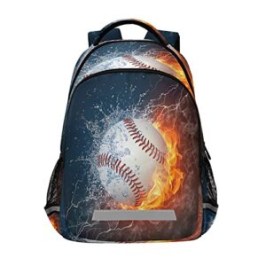 kcldeci baseball ball in fire and water preschool backpack kindergarten little kid toddler school backpacks bookbag for boys and girls with chest strap