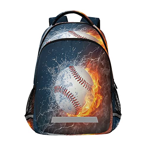 Kcldeci Baseball Ball in Fire and Water Preschool Backpack Kindergarten Little Kid Toddler School Backpacks Bookbag for Boys and Girls with Chest Strap