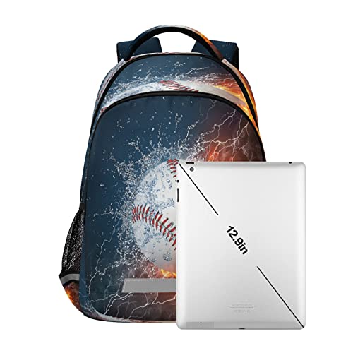 Kcldeci Baseball Ball in Fire and Water Preschool Backpack Kindergarten Little Kid Toddler School Backpacks Bookbag for Boys and Girls with Chest Strap