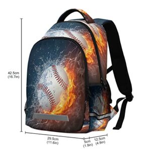 Kcldeci Baseball Ball in Fire and Water Preschool Backpack Kindergarten Little Kid Toddler School Backpacks Bookbag for Boys and Girls with Chest Strap