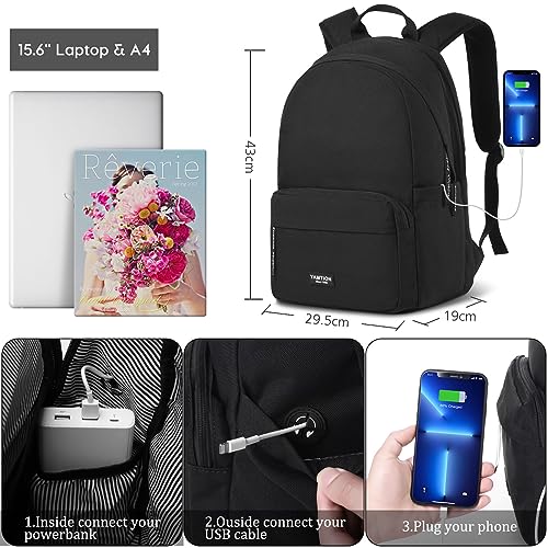 YAMTION Backpack for Men and Women,15.6 inch School College Backpack for Teens,Laptop Backpack Laptop Bookbag with USB Charging port for Business College Travel High School