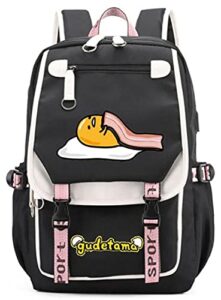 wanhongyue gudetama anime backpack laptop school bag student bookbag cosplay daypack rucksack bag with usb charging port 1200/3