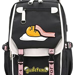 WANHONGYUE Gudetama Anime Backpack Laptop School Bag Student Bookbag Cosplay Daypack Rucksack Bag with USB Charging Port 1200/3